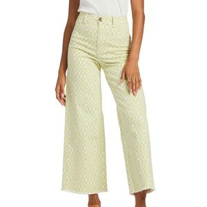 Billabong Yellow Checkered Wide Leg Pants